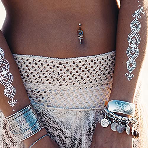 COCHARM Moon Dangle Belly Button Rings for Women 14g Belly Rings Dangling Cute Nave Rings Boho Belly Navel Piercing Jewelry - Image 4