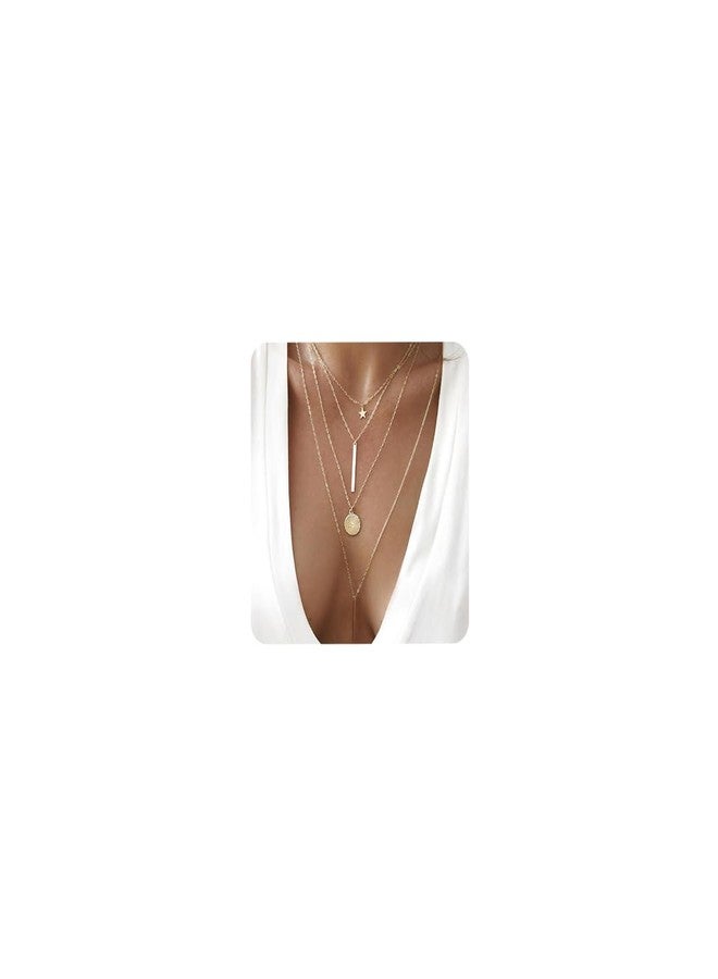 Chmier Bohemia Layered Choker Necklace Star Choker Gold Coin Necklace Bar Pendant Necklace Lariat Y Necklace - Image 1