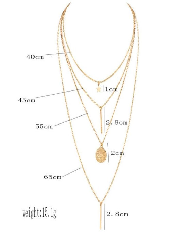 Chmier Bohemia Layered Choker Necklace Star Choker Gold Coin Necklace Bar Pendant Necklace Lariat Y Necklace - Image 4