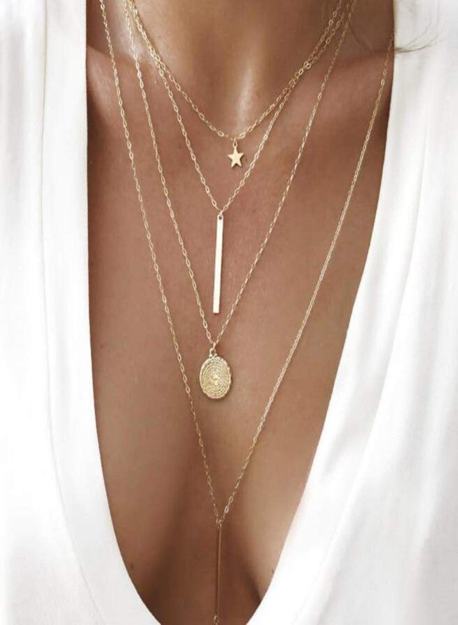 Chmier Bohemia Layered Choker Necklace Star Choker Gold Coin Necklace Bar Pendant Necklace Lariat Y Necklace - Image 2