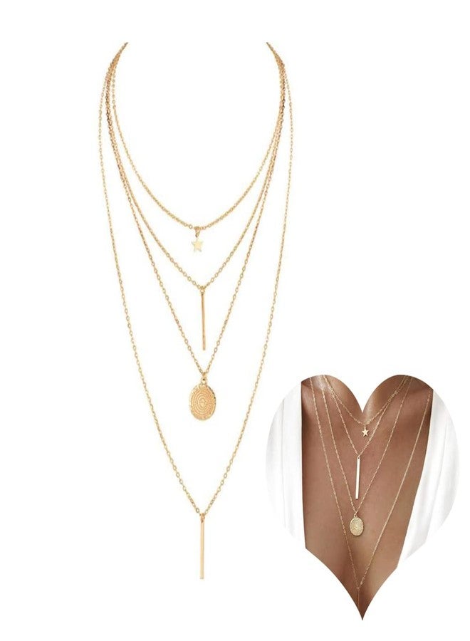 Chmier Bohemia Layered Choker Necklace Star Choker Gold Coin Necklace Bar Pendant Necklace Lariat Y Necklace - Image 3