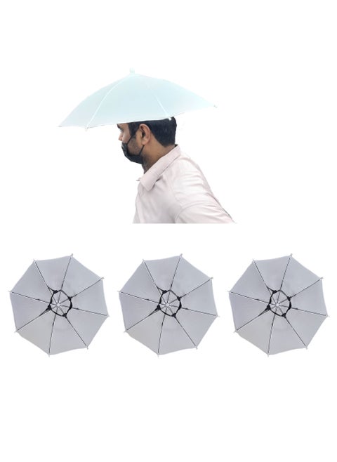 Set of 3 of Foldable Head Umbrella Hat for Outdoor Activities And Sunlight UV Protection