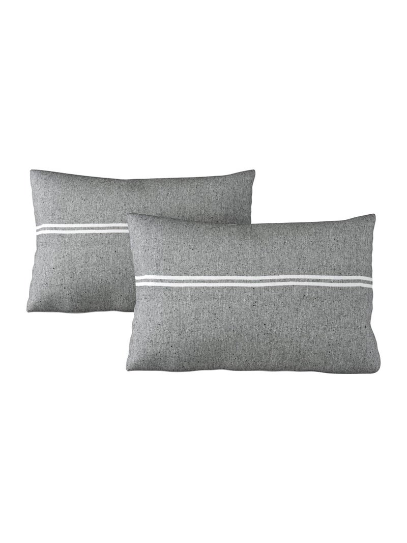 Textile Nation 180 TC Premium Cotton Pillow Covers | Striped Pillow Cases | Size 17x27 Inch | Set of 2 Pillow Covers | Excellent Comfort & Breathable | Dark Grey - Image 3