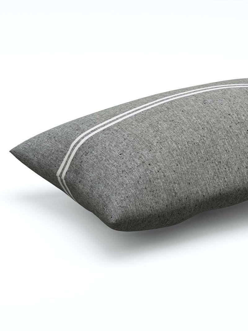 Textile Nation 180 TC Premium Cotton Pillow Covers | Striped Pillow Cases | Size 17x27 Inch | Set of 2 Pillow Covers | Excellent Comfort & Breathable | Dark Grey - Image 4