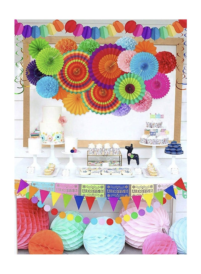 زينه ورقية بالوان رائعة ومتنوعة لحفلات  التخرج واعياد الميلاد وحفلات الزفاف وحفلات استقبال المولود الجديد33 قطع - Image 1