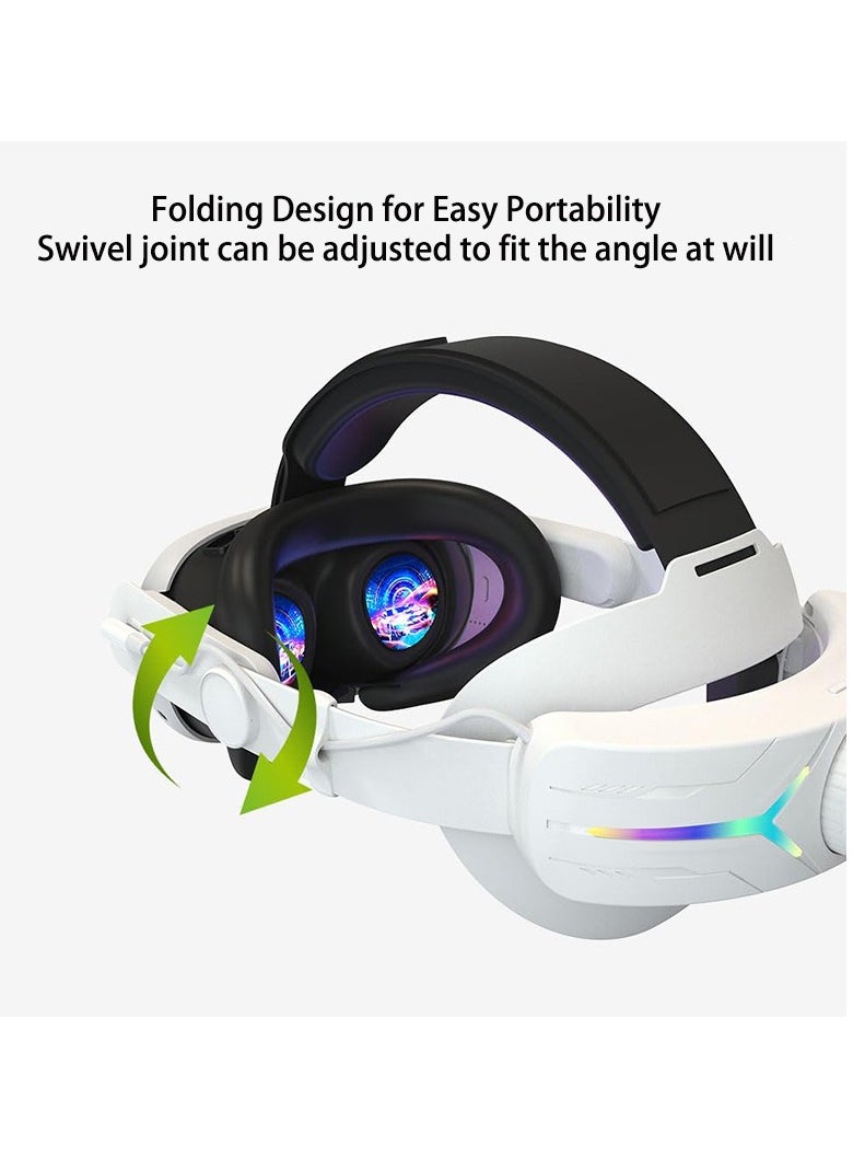 EVEREEN 8000mAH Battery For Meta Oculus Quest 3 Head Strap Charging Headset VR RGB Accessories Elite Headstrap(White)  - Image 5