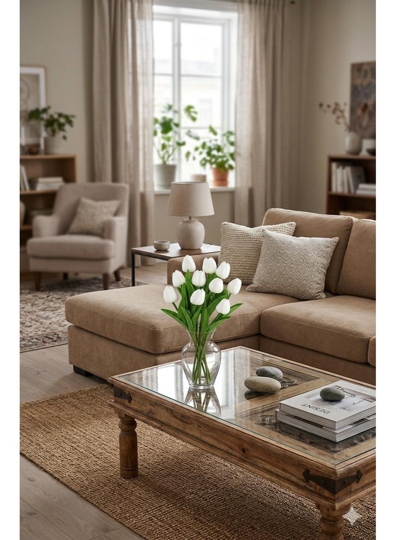 **White Artificial Tulip Flowers – 10-Piece Bouquet, Elegant Design for Home Decoration** - Image 3