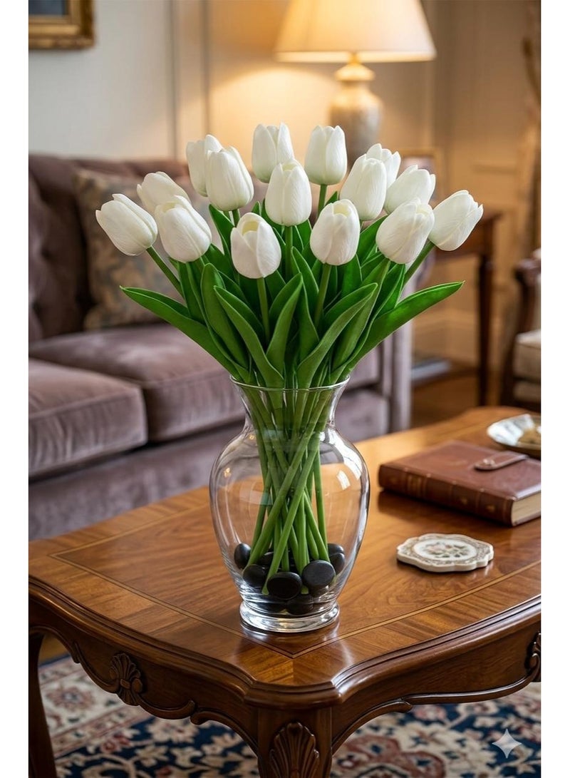 **White Artificial Tulip Flowers – 10-Piece Bouquet, Elegant Design for Home Decoration** - Image 4