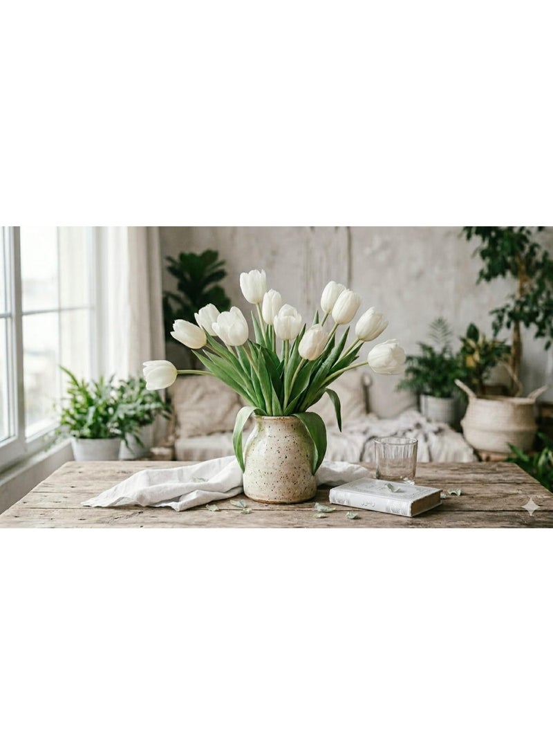 **White Artificial Tulip Flowers – 10-Piece Bouquet, Elegant Design for Home Decoration** - Image 2