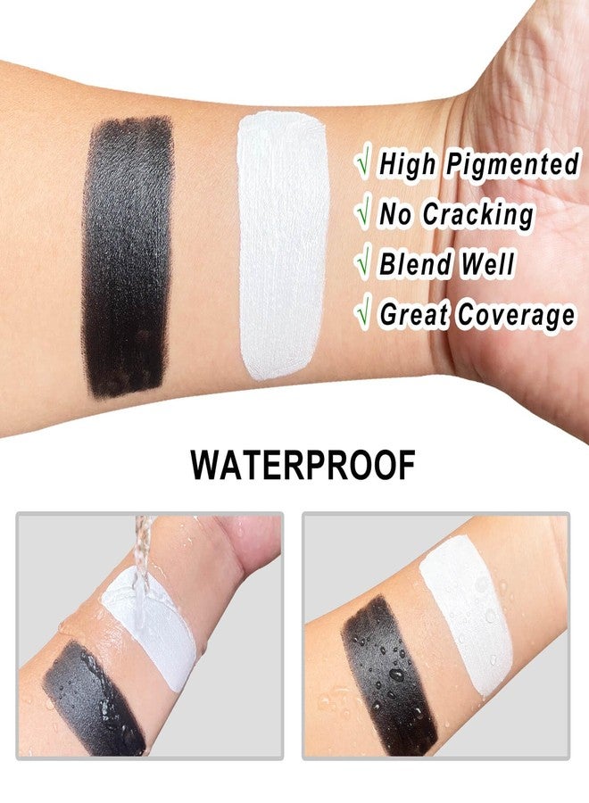 Paminify Black and White Face Paint,Halloween Face Painting for Adults and Kids,Oil Based White Body Paint with 2 Brushes for Clown Zombie Vampire Skeleton Cosplay,100g/3.53 oz - Image 4