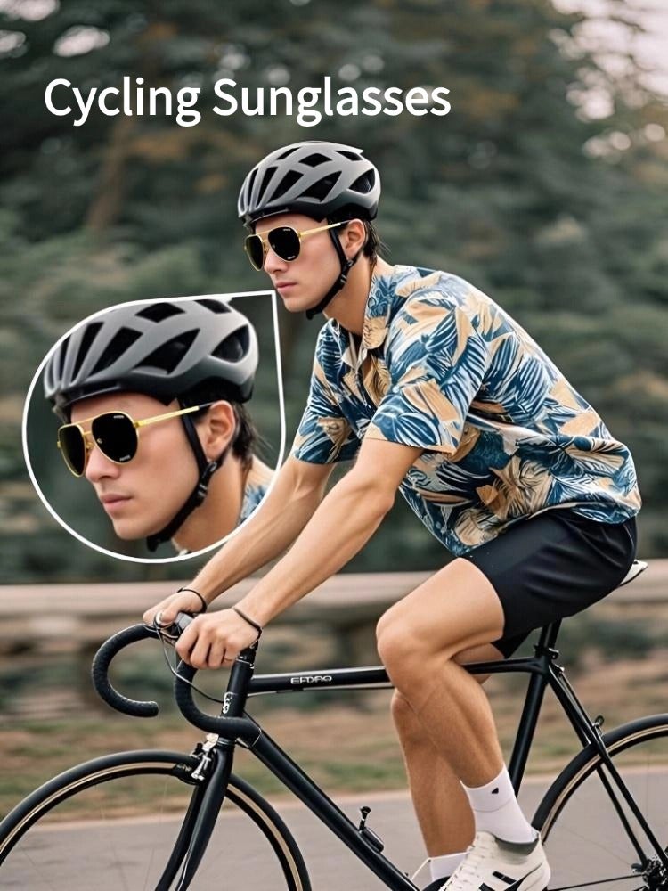 POLICE Pilot Polarized Lens Sunglasses,Cycling Sunglasses, Tea Lenses with Gold Frames - Image 4