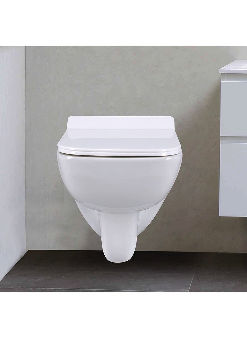 Bherunath Bherunath Combo of Wall MountedWall Hung Western ToiletCommodeEWC Square with Soft Close Slim Seat Cover and 80mm Thick Dual Flush Concealed CisternFlush Tank with Push Flush Plate White  - Image 5