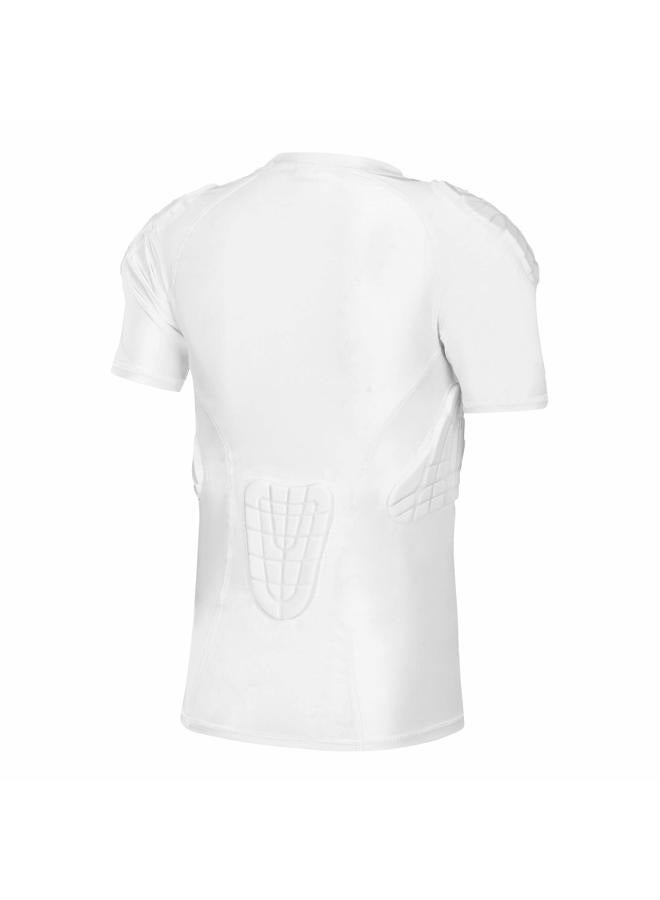 TUOYR Padded Shirt Youth Boys Padded Compression Sports Protective T-Shirt Rib Chest Protector Extreme Exercise Y-M(Chest 26.5inch~28.5inch) White Padded Shirt - Image 4
