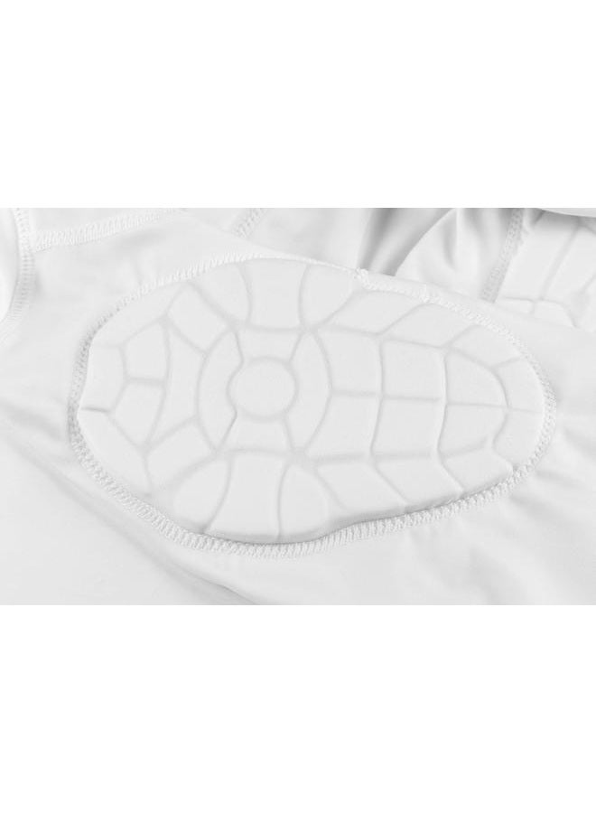TUOYR Padded Shirt Youth Boys Padded Compression Sports Protective T-Shirt Rib Chest Protector Extreme Exercise Y-M(Chest 26.5inch~28.5inch) White Padded Shirt - Image 3