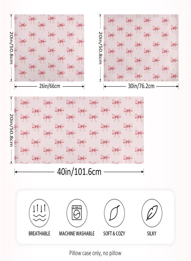 KOPIRIT Pink Ribbon Bow Pillow Covers Silk Pillowcase for Hair and Skin Breathable Soft Satin Pillowcase Standard Size Pillow Case for Hot Sleepers Bed Women 20x26 Inch - Image 4