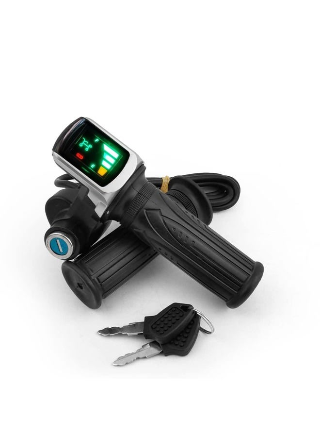 L-faster Bike Throttle Handle Speed Accelerator Grip with Key Switch Indicator for E-Scooter Bicycle (36V) - Image 1