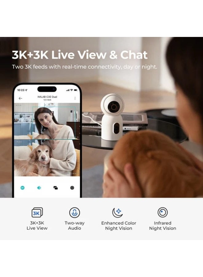 إيميلاب كاميرا Imilab C30 Dual الذكية ثنائية العدسة بدقة 3K مع رؤيتين لكل لحظة - Image 4