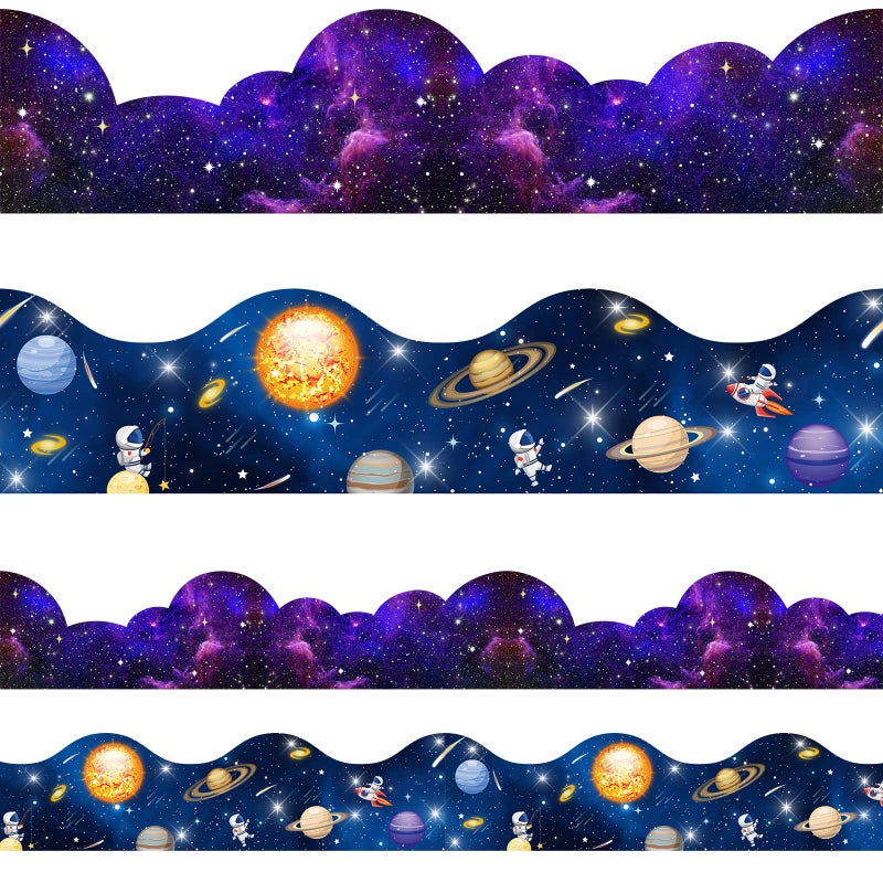 Outus Galaxy Scalloped Borders Outer Space Straight Borders Night Sky Classroom Wall Decor Back to School Bulletin Trim for Chalkboard Whiteboard79 ft - Image 2