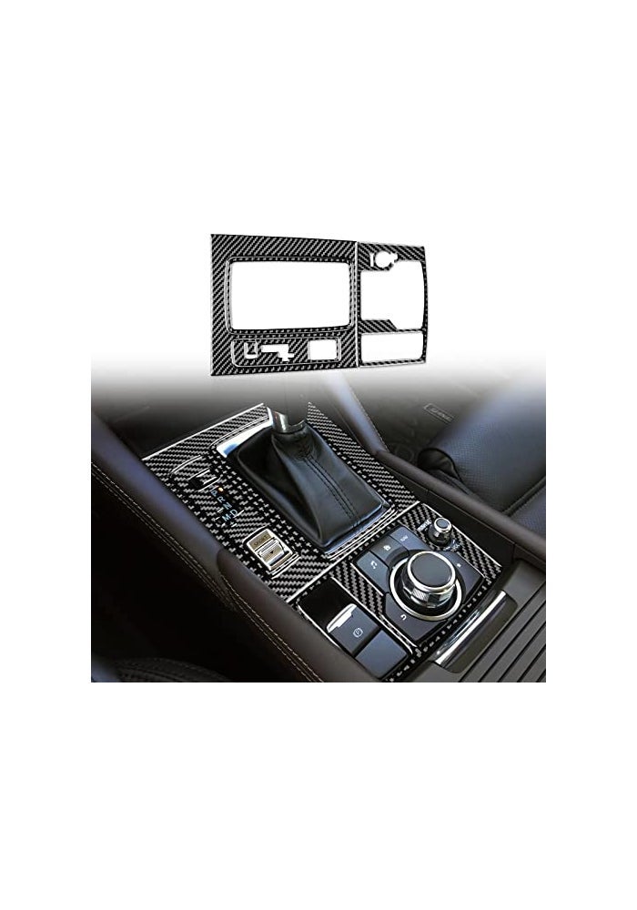 JUPIZEUS Carbon Fiber Car Gear Shift Panel Cover Decoration Sticker for Mazda 6 201620175 with Automatic Transmission Auto Interior Trim 5PCS Black - Image 1