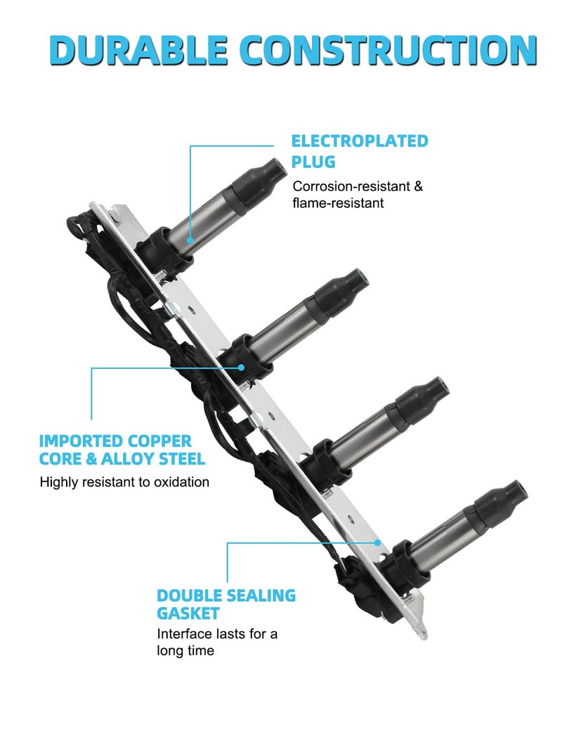 TAUTOY Set Of 2 UF372 Ignition Coil Pack (4.6L Only) 2004-2006 For Cadillac DeVille Seville SRX STS XLR,For Pontiac Bonneville 2004-2005, Replace # C1509 12585765 5C1552 89017778 - Image 3