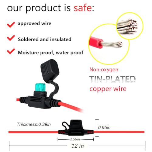 VANTRONIK Waterproof MINI Inline Fuse Holder with 16 Gauge AWG Wire 12 Inches Long, Fit for ATM Blade Small Fuse in Vehicle/Boat/RV/Tractor, 6 Pack - Image 4