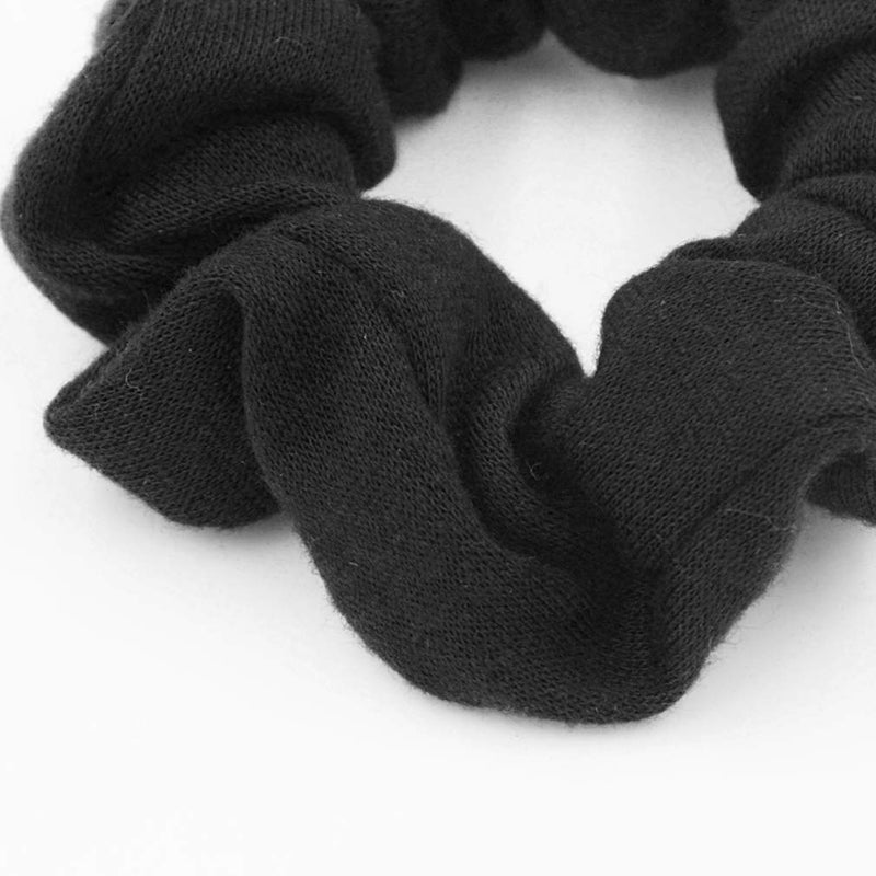 SUSULU Pack of 12 Cotton Hair Scrunchies Single Jersey Solid Color Ponytail Holders Hair Ties for Girl Black - Image 3