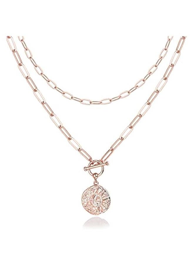 PAVOI - 14K Gold Plated Layering Necklaces | Stylish Minimalist Design Pendant Necklaces | Bar, Circle, Lotus, Disc, Dog Tag, Horizontal Bar Pendants for Women - Image 1