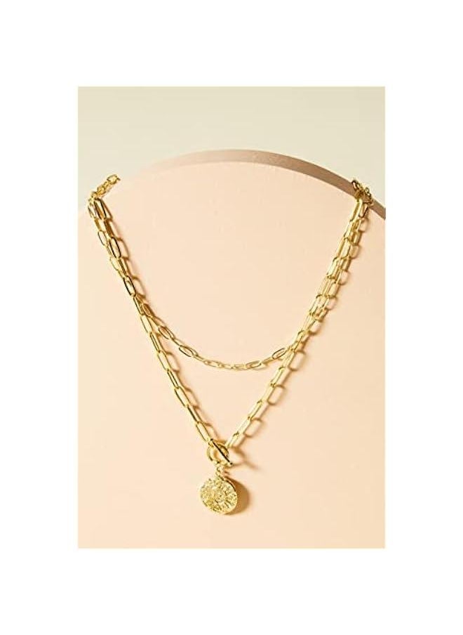 PAVOI - 14K Gold Plated Layering Necklaces | Stylish Minimalist Design Pendant Necklaces | Bar, Circle, Lotus, Disc, Dog Tag, Horizontal Bar Pendants for Women - Image 1