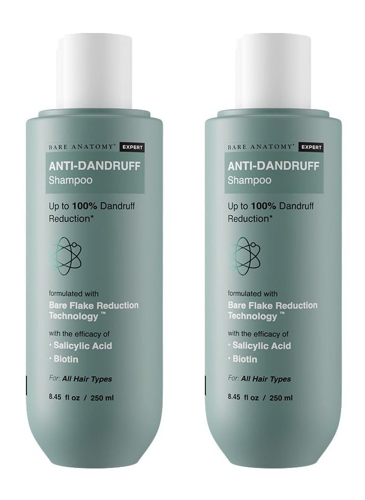 BARE ANATOMY Anti Dandruff Shampoo | Reduces Upto 100% Dandruff & Strengthens Hair | With Salicylic Acid & Biotin | Paraben & Sulphate Free | All Hair Types | Women & Men | 250ml (Pack of 2)  - Image 1