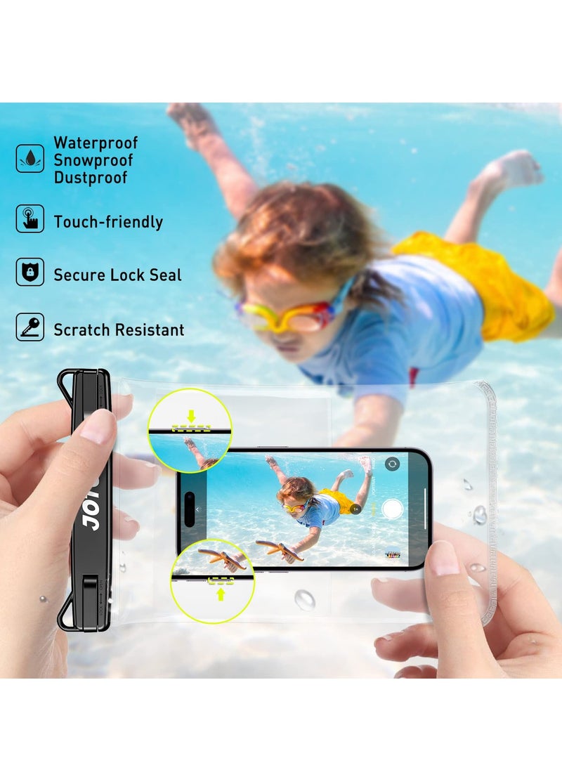 JOTO 2 Pack Large Waterproof Phone Pouch Case Bag IPX8 Universal Big Underwater Cell Phone Dry Bag with Lanyard Black  - Image 4