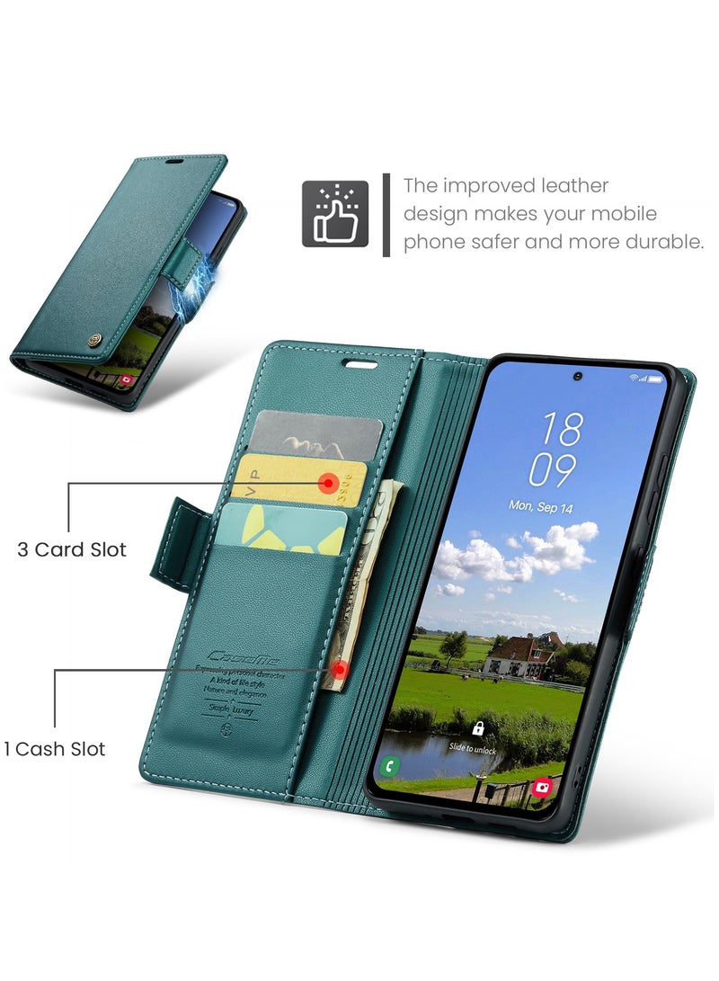 CaseMe For Samsung Galaxy S25 FE Cover, PU Leather Flip Cover with Card Holder, RFID Blocking Magnetic Closure, Foldable Stand, Shockproof Wallet Case - Image 2