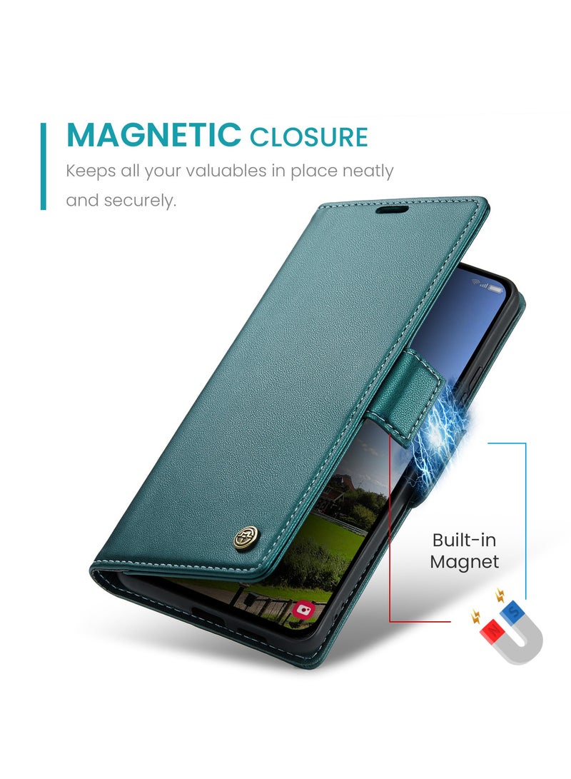 CaseMe For Samsung Galaxy S25 FE Cover, PU Leather Flip Cover with Card Holder, RFID Blocking Magnetic Closure, Foldable Stand, Shockproof Wallet Case - Image 3
