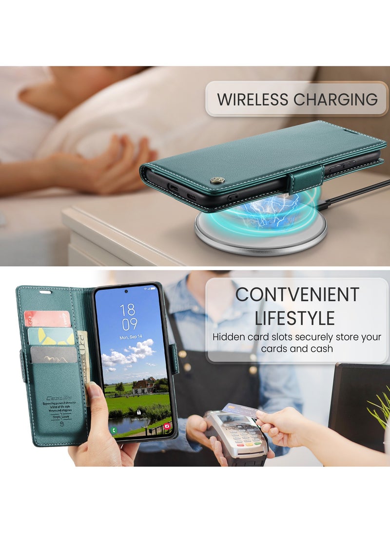 CaseMe For Samsung Galaxy S25 FE Cover, PU Leather Flip Cover with Card Holder, RFID Blocking Magnetic Closure, Foldable Stand, Shockproof Wallet Case - Image 4