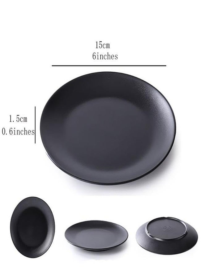 MBBITL 6 Pack Melamine Plates Dessert Salad Plate Snacks Appetizer 6" Black Round Dinnerware Plates - Image 4
