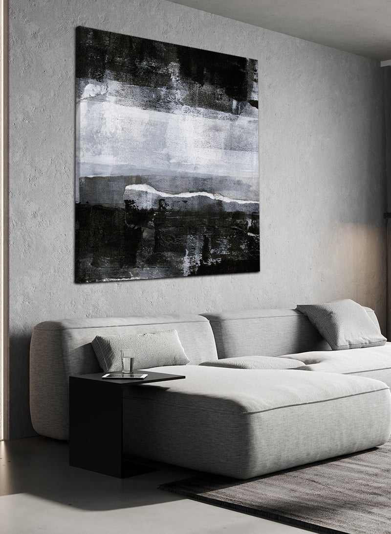 لوحة كانفاس على إطار خشبي بتصميم نمط فني داكن - Image 1