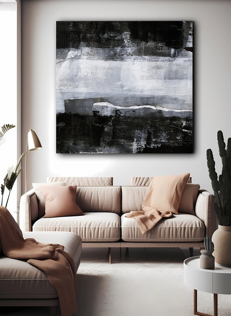 لوحة كانفاس على إطار خشبي بتصميم نمط فني داكن - Image 2