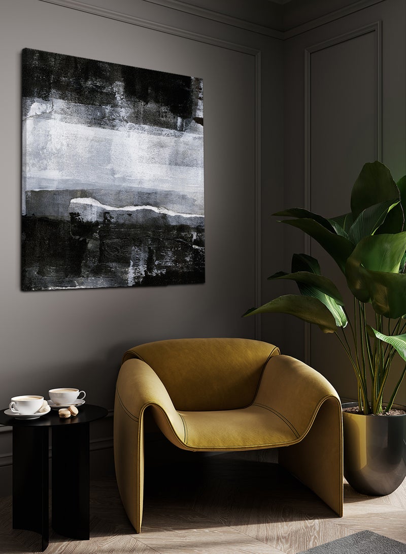 لوحة كانفاس على إطار خشبي بتصميم نمط فني داكن - Image 3