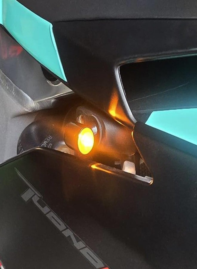 TSUNG Mini LED Motorcycle Turn Signals Micro Blinkers Small Front Rear Indicator Compatible with Harley Davidson Honda Kawasaki Suzuki Triumph Yamaha Cruiser Choppers Street Bike (Black-Smoke Lens) - Image 5