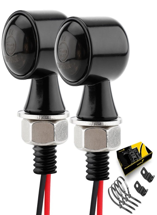 TSUNG Mini LED Motorcycle Turn Signals Micro Blinkers Small Front Rear Indicator Compatible with Harley Davidson Honda Kawasaki Suzuki Triumph Yamaha Cruiser Choppers Street Bike (Black-Smoke Lens) - Image 1