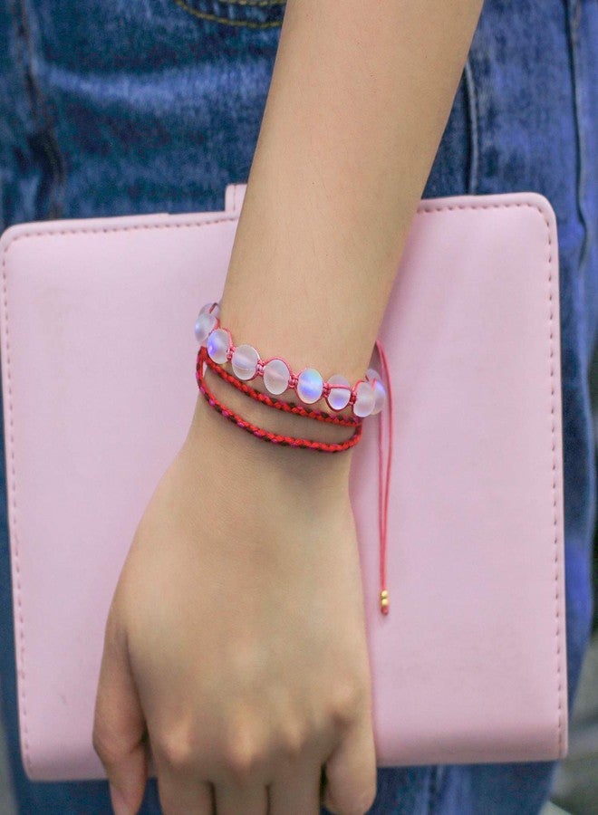 KELITCH Mermaid Moonstone Bracelet Glass Beaded Link Strand Friendship Cuff For Women Handmade Fashion Jewelry - Image 3