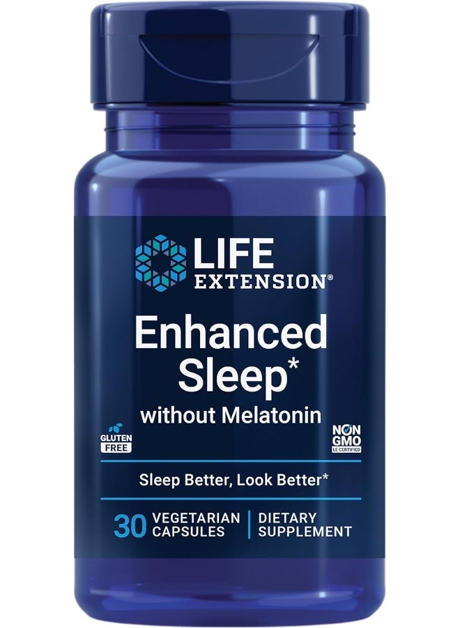 Life Extension Enhanced Sleep without Melatonin - Melatonin Free Sleep Support Supplement with Ashwagandha, Amla Extracts & Casein Milk Peptides – Gluten-Free, Non-GMO, Vegetarian – 30 Capsules - Image 1