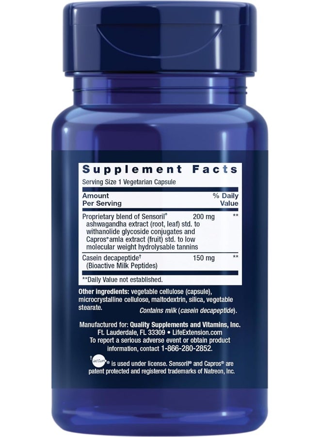 Life Extension Enhanced Sleep without Melatonin - Melatonin Free Sleep Support Supplement with Ashwagandha, Amla Extracts & Casein Milk Peptides – Gluten-Free, Non-GMO, Vegetarian – 30 Capsules - Image 2