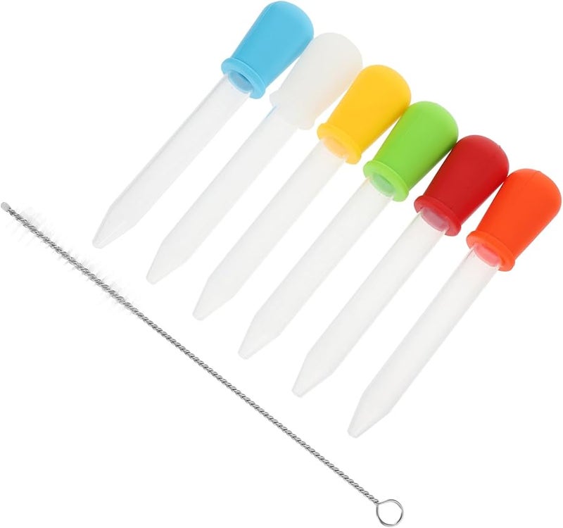 6 Piece 5ml Silicone Dropper Set With Cleaning Brush For Kitchen Laboratory Medicine - Image 1