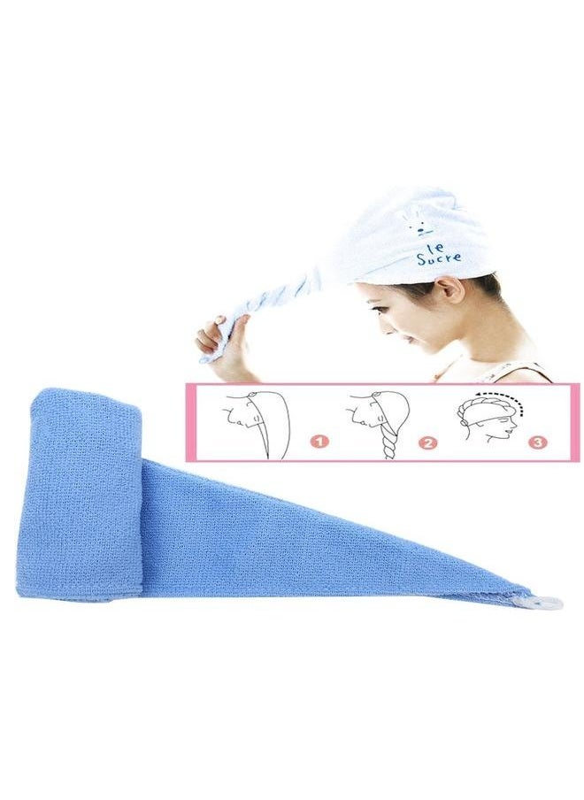 NIBEMINENT Cute Fiber Hair-drying Cap Hat Adult Super Absorbency Dry Hair Towel Shower Cap Blue  - Image 5