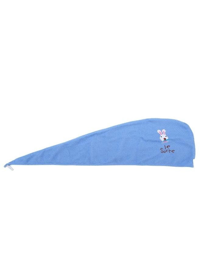 NIBEMINENT Cute Fiber Hair-drying Cap Hat Adult Super Absorbency Dry Hair Towel Shower Cap Blue  - Image 1