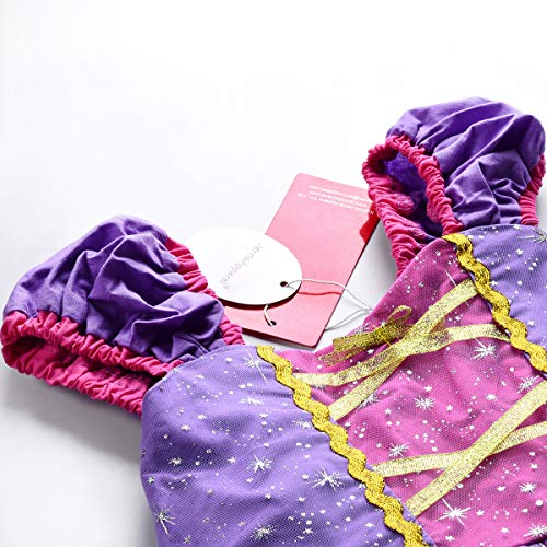 JerrisApparel Girl Princess Costume Dress for Birthday Party (3T, Purple with Accessories) - Image 3