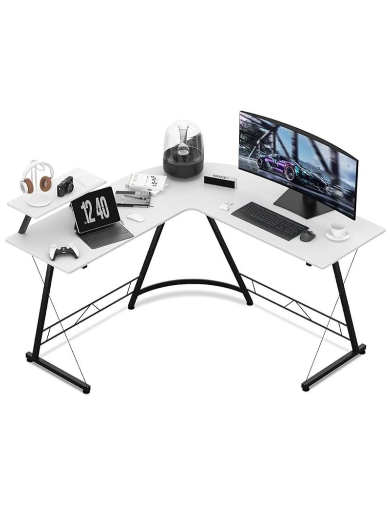 SKY-TOUCH 129 * 46 * 71cm L-shaped desk, Gaming desk,computer desk,  home office Office Desk with Round corner, large monitor stand workstation,Easy to Assemble White - Image 1
