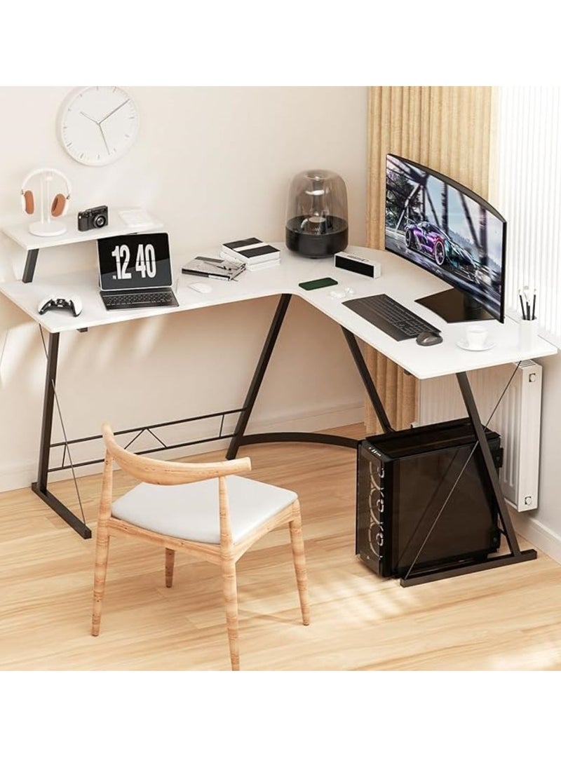 SKY-TOUCH 129 * 46 * 71cm L-shaped desk, Gaming desk,computer desk,  home office Office Desk with Round corner, large monitor stand workstation,Easy to Assemble White - Image 4