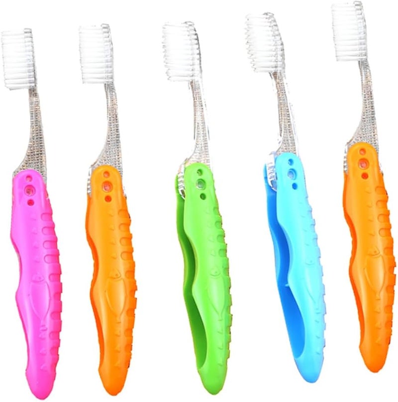 Didiseaon 5 Pcs Mini Folding Travel Toothbrush Set For Outdoor And Personal Care Random Color - Image 1