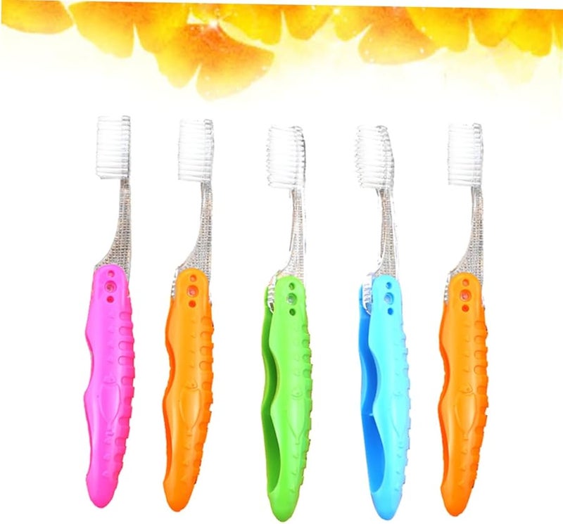 Didiseaon 5 Pcs Mini Folding Travel Toothbrush Set For Outdoor And Personal Care Random Color - Image 5